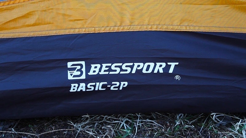 The logo branding on the Bessport 2-Person Basic tent