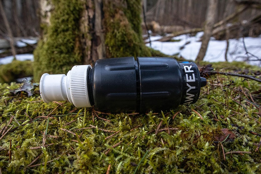 Sawyer Micro Squeeze close-up in a forest