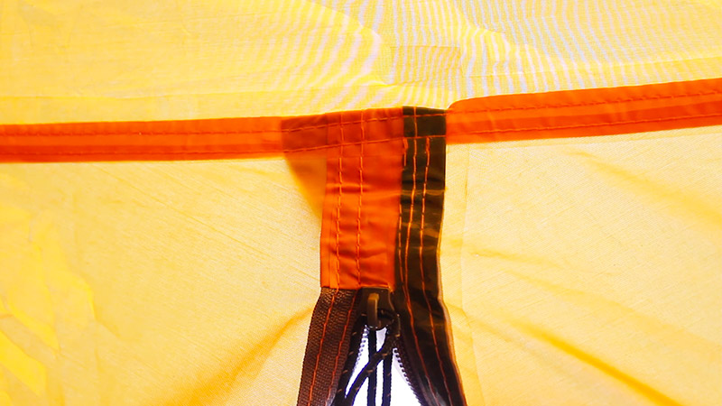 Thermally sealed seams on the Bessport tent