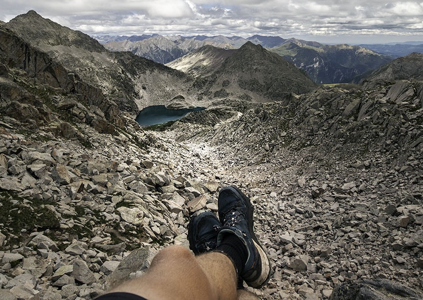 Wearing silverlight hiking socks on thru-hike in the mountains