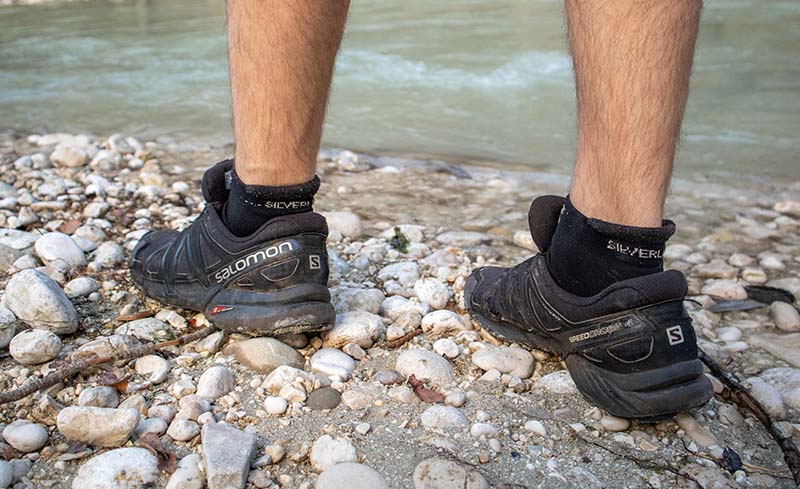 hiking with silverlight ankle merino wool socks in the summer
