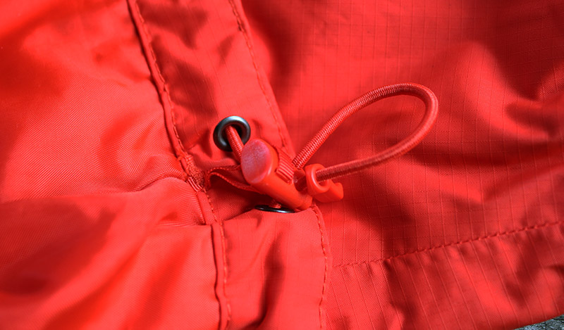 the North Face Resolve 2 rain jacket bottom adjustment cord