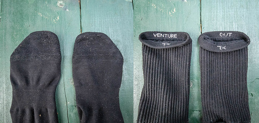 Showing that each sock has a different fit for the silverlight hiking socks