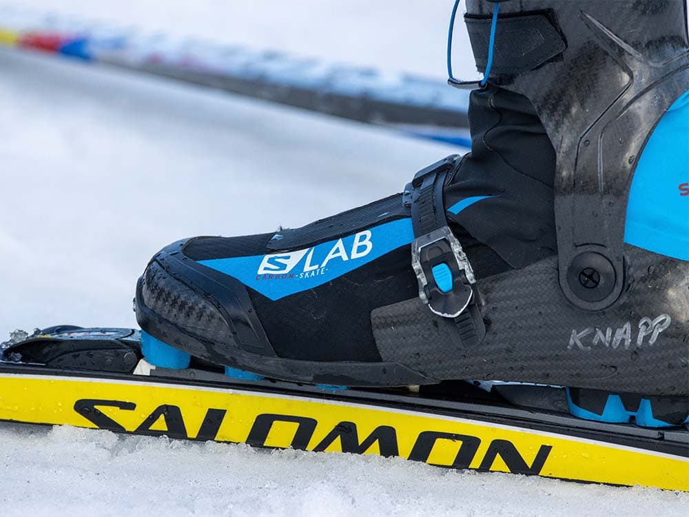 Skiing boots close-up