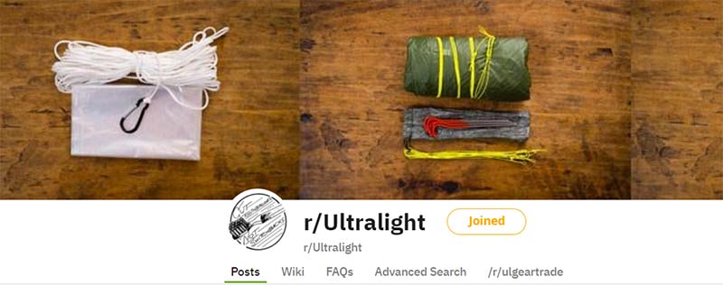 Ultraight backpacking subreddit